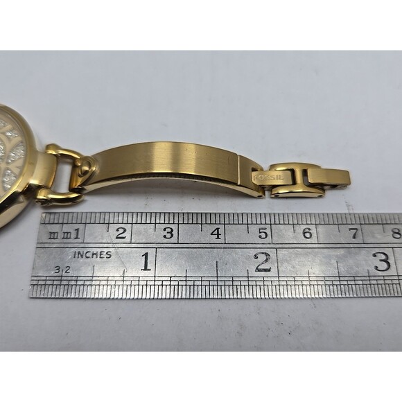 Fossil Georgia ES3293 Womens Gold Tone Crystal Dial Bracelet Watch New Battery - Picture 9 of 11
